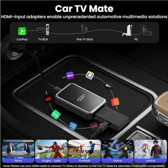 Car TV Mate Pro & Wireless CarPlay Adapter Car Screen to TV HDMI Fire Stick NEW - Picture 4 of 12